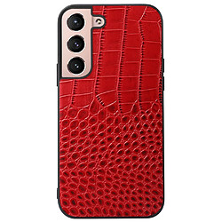 Coque en TPU + cuir véritable texture croco rouge pour votre Samsung Galaxy S22 5G