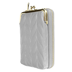 Avizar Pochette Bandoulière Smartphone Simili cuir surpiqué Multi-compartiments gris