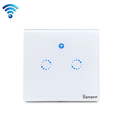 Wewoo Interrupteur connecté sans fil Touch 86mm mural en verre trempé, 1 voie, 2 voies tactile Smart Home, compatible avec Alexa et Google CA 90V-250V 2A, prise européenne