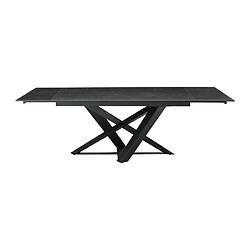 Avis Vente-Unique Table à manger extensible 6 à 10 personnes en verre trempé et céramique - Effet marbre noir - MADRIANA