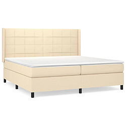 vidaXL Sommier à lattes de lit avec matelas Crème 200x200 cm Tissu