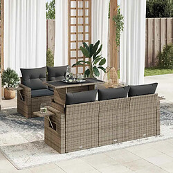 vidaXL Salon de jardin 6 pcs avec coussins gris résine tressée