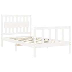 Maison Chic Cadre/structure de lit et tête de lit pour adulte - Lit Moderne Chambre blanc 100x200 cm bois massif -MN94267 pas cher