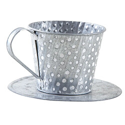 Aubry Gaspard Tasse en métal gris avec pois blancs.