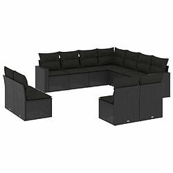 Maison Chic Salon de jardin 11 pcs avec coussins | Ensemble de Table et chaises | Mobilier d'Extérieur noir résine tressée -GKD71832