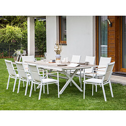 Beliani Table de jardin Bois d'ingénierie Blanc FANES