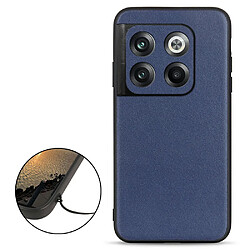 Coque en TPU + cuir véritable anti-rayures, anti-chutte pour votre OnePlus 10T 5G/Ace Pro 5G - bleu