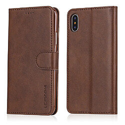 Wewoo Housse Coque Pour iPhone XR LC.IMEEKE Étui en cuir à rabat horizontal à texture de veauavec support et fentes cartes et portefeuille marron