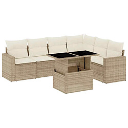 vidaXL Salon de jardin avec coussins 7 pcs beige résine tressée