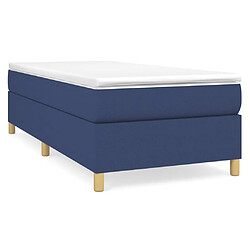 vidaXL Sommier à lattes de lit avec matelas Bleu 90x200 cm Tissu