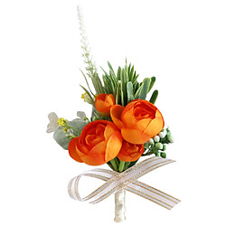 Acheter Fleurs De Thé Artificielles Corsages Boutonnière Pour Faveur De Mariage Orange