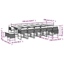 Acheter vidaXL Ensemble à manger de jardin et coussins 17 pcs beige