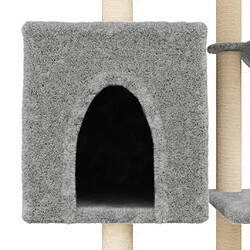 Helloshop26 Arbre à chat meuble tour grimper jouet grattage grattoir escalade plateforme avec griffoirs en sisal clair 131 cm gris 02_0022560 pas cher