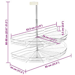vidaXL Panier à 2 niveaux métallique de cuisine 180 degrés 85x44x80 cm pas cher