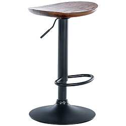 Decoshop26 Tabouret de bar avec assise en bois massif foncé repose-pieds design industriel TDB10577