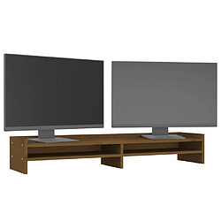 Avis vidaXL Support de moniteur Marron miel 100x24x16 cm Bois de pin solide