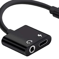 Acheter Adaptateur pour casque audio 2 en 1 de type c à 3,5 mm, câble de chargeur, noir