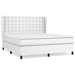 vidaXL Sommier à lattes de lit avec matelas Blanc 180x200cm Similicuir