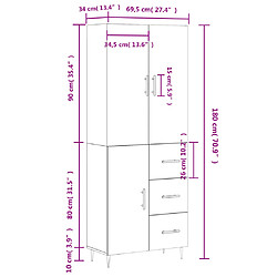 vidaXL Buffet haut Sonoma gris 69,5x34x180 cm Bois d'ingénierie pas cher