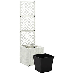 Acheter vidaXL Lit surélevé treillis 1 pot 30x30x107 cm Résine tressée Blanc