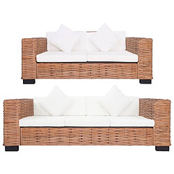 Maison Chic Ensemble de canapés 2 pcs avec coussins, Canapé droit Sofa pour Salon Rotin naturel -GKD232544