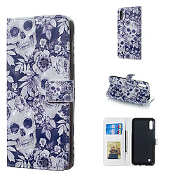 Wewoo Housse Coque Étui en cuir à rabat horizontal 3D avec Motif crâne et de fleurs pour Galaxy M10avec support et fentes cartescadre photo et porte-monnaie