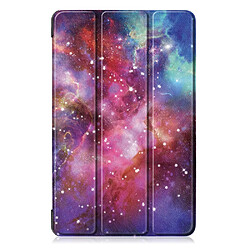 Etui en PU motif imprimé tri-pliure avec support galaxie pour votre Samsung Galaxy Tab A 10.1 (2019) T515/T510