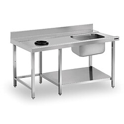 Table de Prélavage Inox avec Trou de Vide Déchets, Bac à Droite et Étagère - Distform