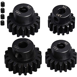 4 Pièces Pignons 16T 17T 18T 19T M1 5mm Pignon de Module D’engrenage d’Arbre pour Moteur Brushless 1 :8 1/8 RC Monster/Buggy/Truck, Couleur Noire