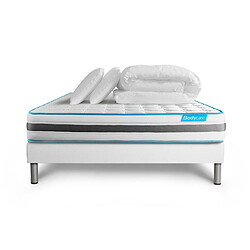 Bodycare Pack 140x200 matelas BodyFlex + sommier kit blanc + Couette 240x220cm + 2 oreillers 60x40cm