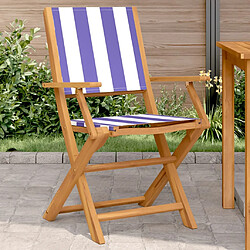 vidaXL Chaises de jardin lot de 2 bleu/blanc bois acacia massif tissu 