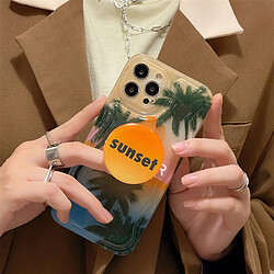 GUPBOO Étui pour iPhone12 Illustration Sunset Coconut Forest Littérature et Art Phone Case Bracket Femme