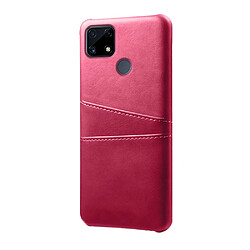 Coque en TPU + PU avec double porte-cartes rose pour votre Realme C25