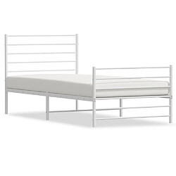 Maison Chic Lit adulte - Lit simple Cadre de lit métal avec tête de lit/pied de lit,Structure du lit Contemporain pour chambre blanc 100x190cm -MN12854