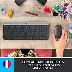 Logitech - Ensemble Clavier + Souris sans Fil et silencieux MK470 Ultra-fin - Disposition Compacte et Plate - Récepteur USB 2,4