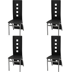 Maison Chic Lot de 4 Chaises à manger,Chaise pour cuisine noir similicuir -MN80475