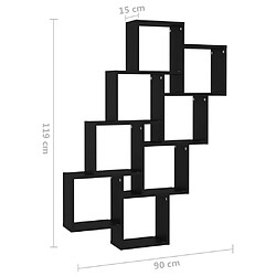 vidaXL Étagère murale cube Noir 90x15x119 cm Bois d’ingénierie pas cher