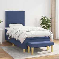 Maison Chic Structures de lit + matelas,Lit à sommier tapissier avec matelas Bleu 90x200 cm Tissu -MN72825