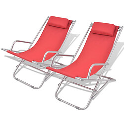 vidaXL Chaises inclinables de terrasse lot de 2 Acier Rouge