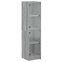 Maison Chic Commode Buffet - Meuble de rangement avec portes en verre sonoma gris 35x37x142 cm -GKD67200