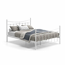 Mes Lit vintage 160x200 cm structure en métal blanc - PIERRICK