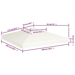 vidaXL Toile supérieure de belvédère 310 g / m² 3 x 3 m Blanc crème pas cher