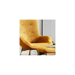 Acheter ICONIK INTERIOR Fauteuil avec repose-pieds - Revêtu de velours - Style scandinave - Huda Jaune