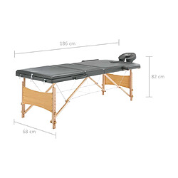 vidaXL Table de massage avec 3 zones Cadre en bois Anthracite 186x68cm pas cher