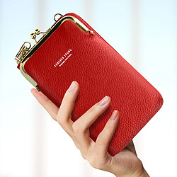 Avizar Pochette Bandoulière Smartphone Simili cuir grainé Multi-compartiments Rouge pas cher