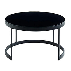 Vente-Unique Tables basses gigognes BILLIE - Verre trempé & métal - Noir et Blanc pas cher