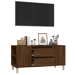 Maison Chic Meuble TV scandinave - Banc TV pour salon Chêne marron 102x44,5x50 cm Bois d'ingénierie -MN61683 pas cher