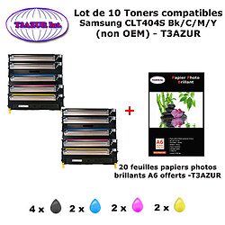 10 Toners génériques SAMSUNG CLT-K404 , CLT-C404, CLT-M404, CLT-Y404, CLT404S Bk,C,M,Y imprimante+20f A6 brillantes-T3AZUR