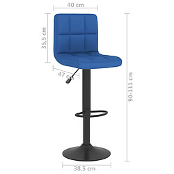 vidaXL Tabourets de bar lot de 2 bleu tissu pas cher