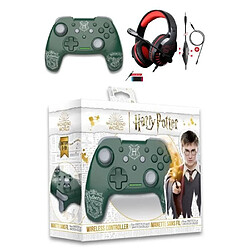 Freaks And Geeks Manette SWITCH Bluetooth Nintendo HARRY POTTER Serpentard - Vert + CASQUE SWITCH PRO-SH3 ROUGE SWITCH EDITION